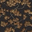 SAMPLE - Wall Fabric Pine Tree Black & Gold Wallpaper by design id WF121015