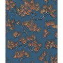 SAMPLE - Wall Fabric Pine Tree Blue & Copper Wallpaper by design id WF121017