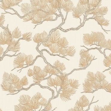 SAMPLE - Wall Fabric Pine Tree Cream Wallpaper by design id WF121012
