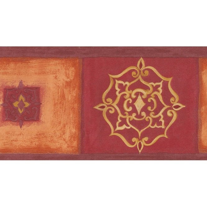 SAMPLE - Yves Ottoman Motif Red / Orange Border by Coloroll 29-144