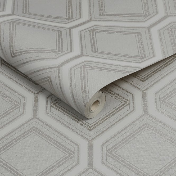 Saville Row Geo Grey / Pale Gold Wallpaper by Superfresco Colours 112578