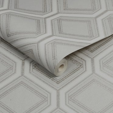 Graham & Brown Roll | Saville Row Geo Grey / Pale Gold Wallpaper 112578 | Superfresco Colours