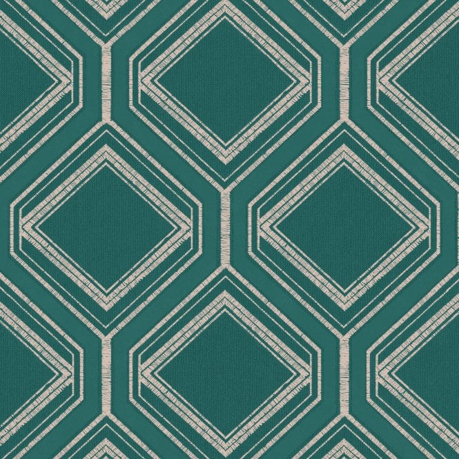 Saville Row Geo Teal  / Pale Gold Wallpaper by Superfresco Colours 119554