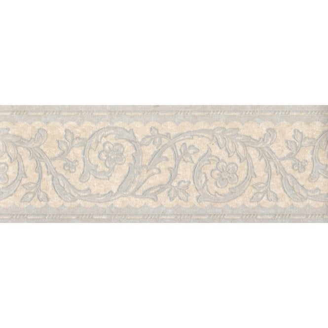 Scroll Acanthus Leaf Scroll Beige / Grey 10 Metre Border by Coloroll 212478