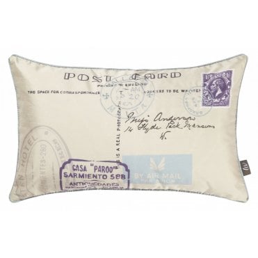 Shabby Chic Postcard Embroidered Cushion Eau De Nil by iLiv