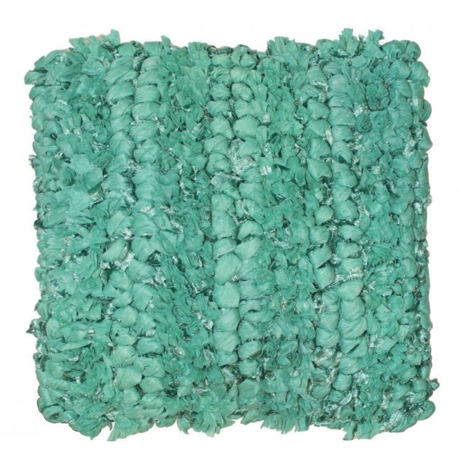 Shaggy Plait Textured Cushion in Aqua by CIMC
