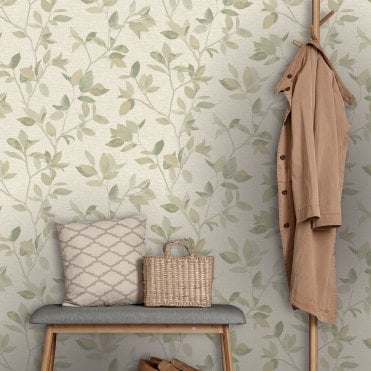 Rasch Room 2 | Silver Birch Leaf Textured Wallpaper Gold / Green 311433 | Elegant Homes The Design Library