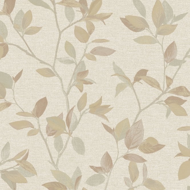 Silver Birch Leaf Textured Wallpaper Gold / Rust by The Design Library 311426