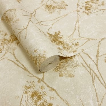 Fine Décor Roll | Sofia Sprig Trail Wallpaper Gold M95672 | Vymura