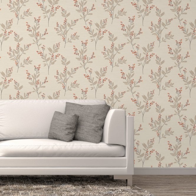 Solna Heavyweight Wallpaper Orange by Fine Decor FD41763