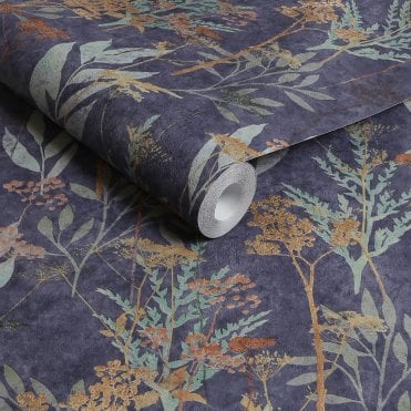 Solstice Navy Copper Wallpaper by Superfresco Easy 125062