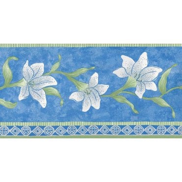 Stargazer Lily Bloom Trail Blue Border by Lutece 11983811