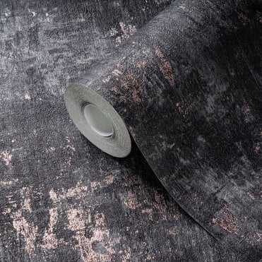 Stories Of Life Concrete Texture Charcoal / Copper Wallpaper by AS Creation 39670-3