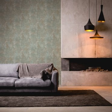 Stories Of Life Concrete Texture Jade / Gold Wallpaper by AS Creation 39670-4