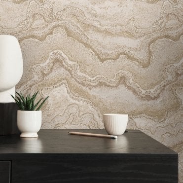 AS Creation Wall | Quartz Texture Beige / Gold Wallpaper 39659-2 | Stories Of Life
