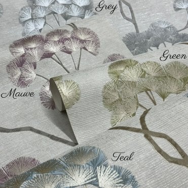 Rasch Lifestyle | Sumatra Ginkgo Textured Grey Wallpaper 316025 | The Design Library Elegant Homes