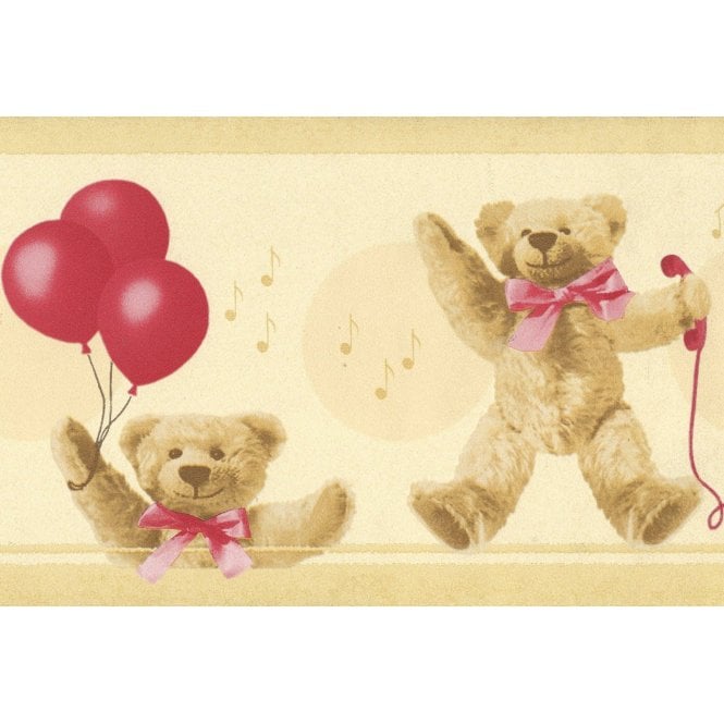 Teddy Bear Party Cream / Red 10 Metre Border by Decor Maison 1214