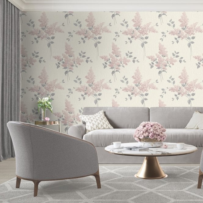 Tiffany Collection Fiore Blush Pink / Ivory Wallpaper by Belgravia GB 41310