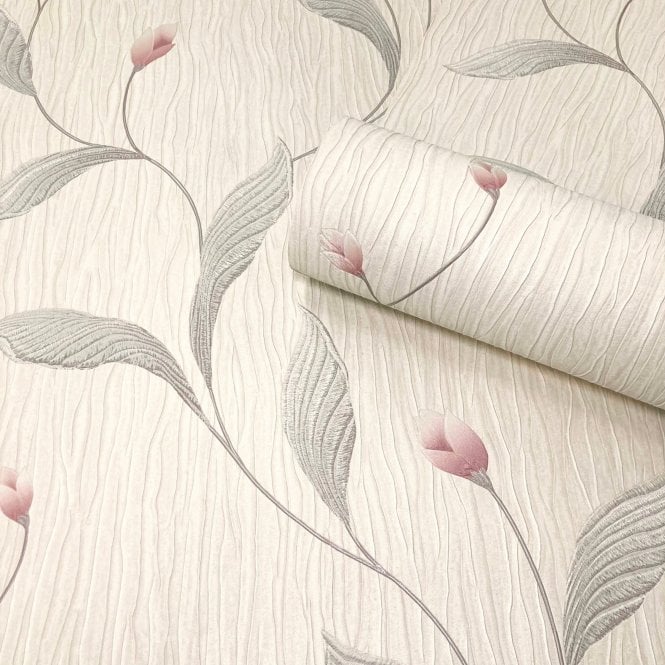 Tiffany Collection Floral Trail Soft Pink / Cream Wallpaper by Belgravia GB 41336