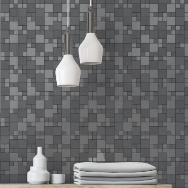 Holden Decor Room | Tivola Tile Charcoal Wallpaper | Tiling On A Roll 89332
