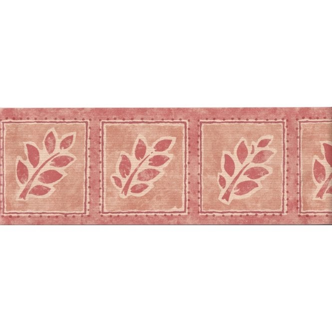 Topika Leaf Pink / Coral Vinyl Border by Coloroll 567295