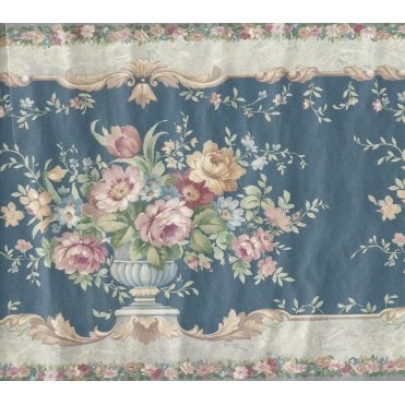 Traditional Floral Blue Wide Border By Shand Kydd 88608