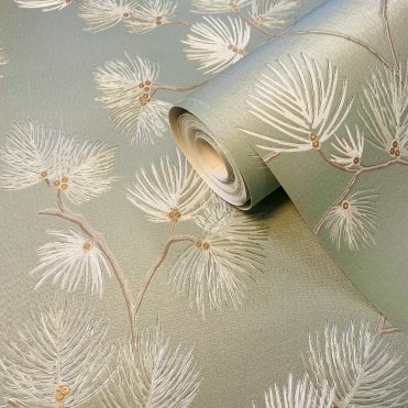 Valentino Pine Trail Wallpaper Sage by Belgravia Decor GB 1936