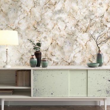 Debona Room | Verona Marble Gold / Taupe Heavyweight Vinyl Wallpaper 9121 | Debona Exclusive Designs