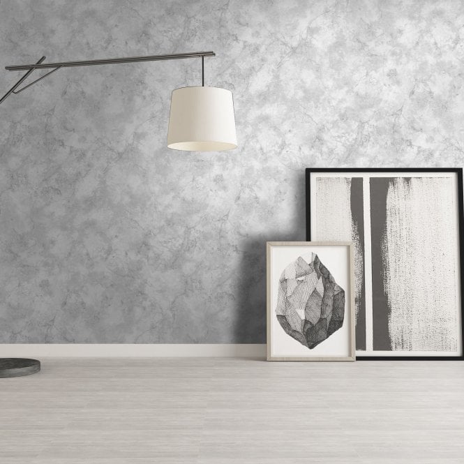 Verona Marble Silver / White Heavyweight Vinyl Wallpaper by Debona 9122