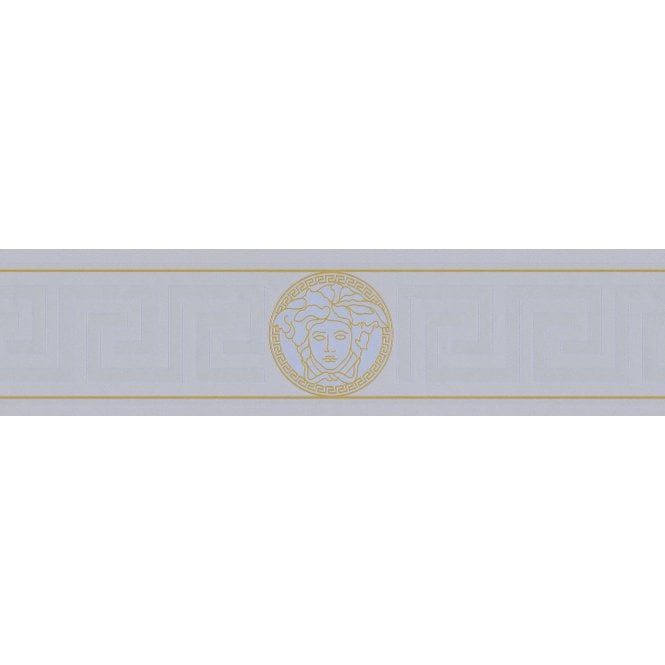 Versace Home Greek Key Silver / Gold Luxury Wallpaper Border by AS Creation 93522-5