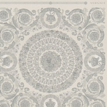 Versace Home Room | Heritage Silver / White Wallpaper | AS CREATION 37055-5