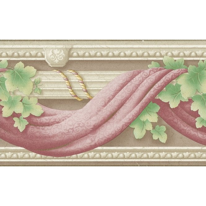 Vines Mouldings & Swags Pink / Beige Border by Holden 29157