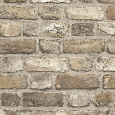 Vintage Neutral House Brick Effect Wallpaper By Grandeco Life A28904