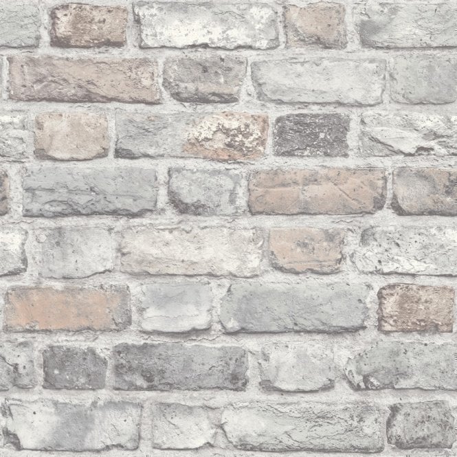 Vintage Pastel House Brick Effect Wallpaper by GranDeco Life A28902