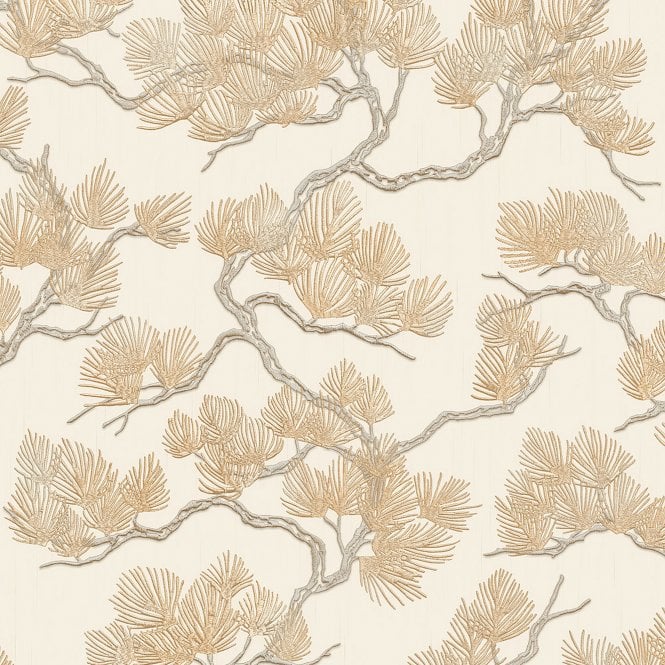 Wall Fabric Pine Tree Cream Wallpaper by design id WF121012