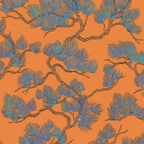 Wall Fabric Pine Tree Orange Wallpaper by design id WF121016