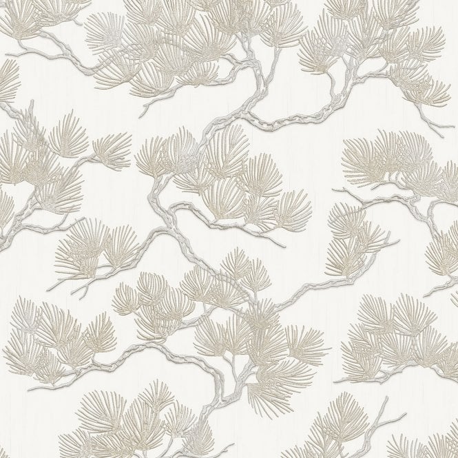 Wall Fabric Pine Tree White Wallpaper by design id WF121011