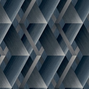 Wanderlust Rockwell Geometric Blue Wallpaper from Wall Fashion by Grandeco WL2602