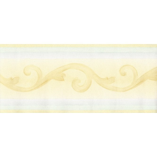 Watercolour Scroll Yellow / Blue Border by Crown 58480