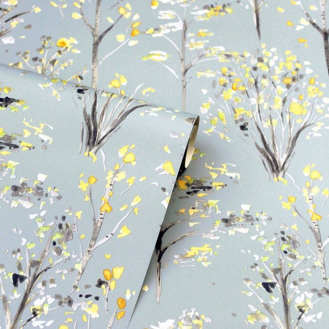 Watercolour Tree Grey / Ochre Wallpaper by Arthouse 909503