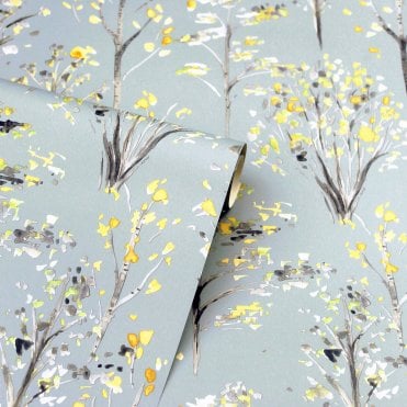 Watercolour Tree Grey / Ochre Wallpaper by Arthouse 909503