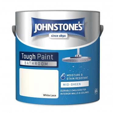 White Lace Soft Sheen Emulsion - Johnstones Bathroom Mid Sheen Wall and Ceiling Paint