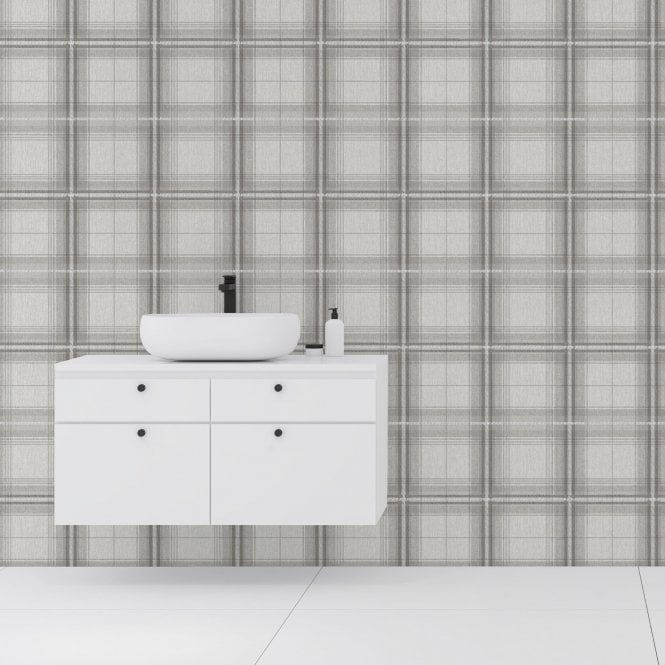 Woven Check Grey & White Wallpaper by Arthouse 903102
