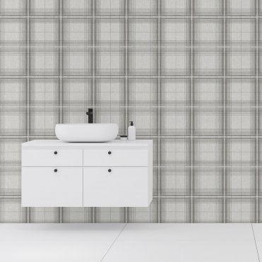 Woven Check Grey & White Wallpaper by Arthouse 903102