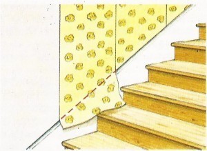 Untrimmed wallpaper on a staricase
